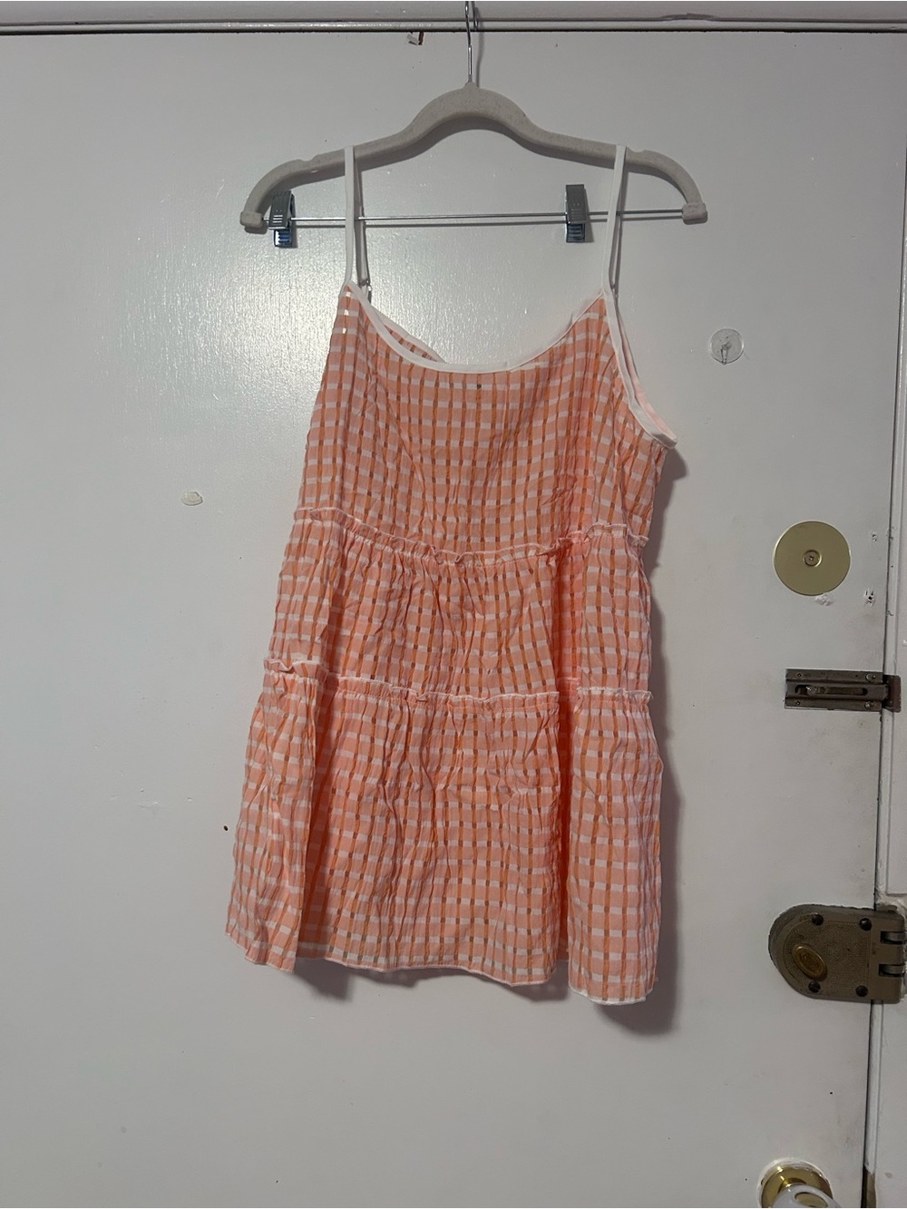 Cupshe Peach Gingham Tiered Ruffle Cami - Picture 3 of 5